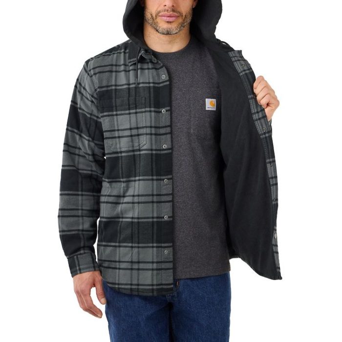 .105621. Flannel fleece lined hooded shirt JAC