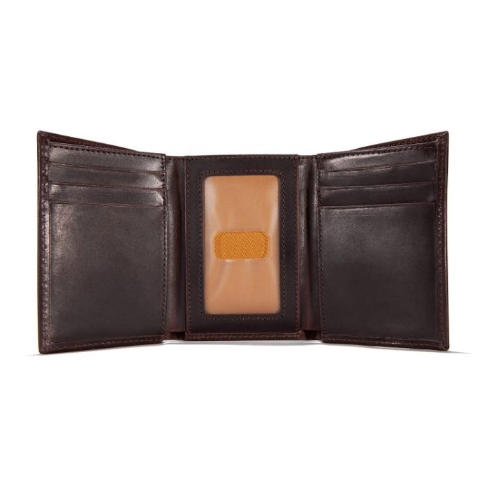 .B0000219. Oil tan leather trifold wallet